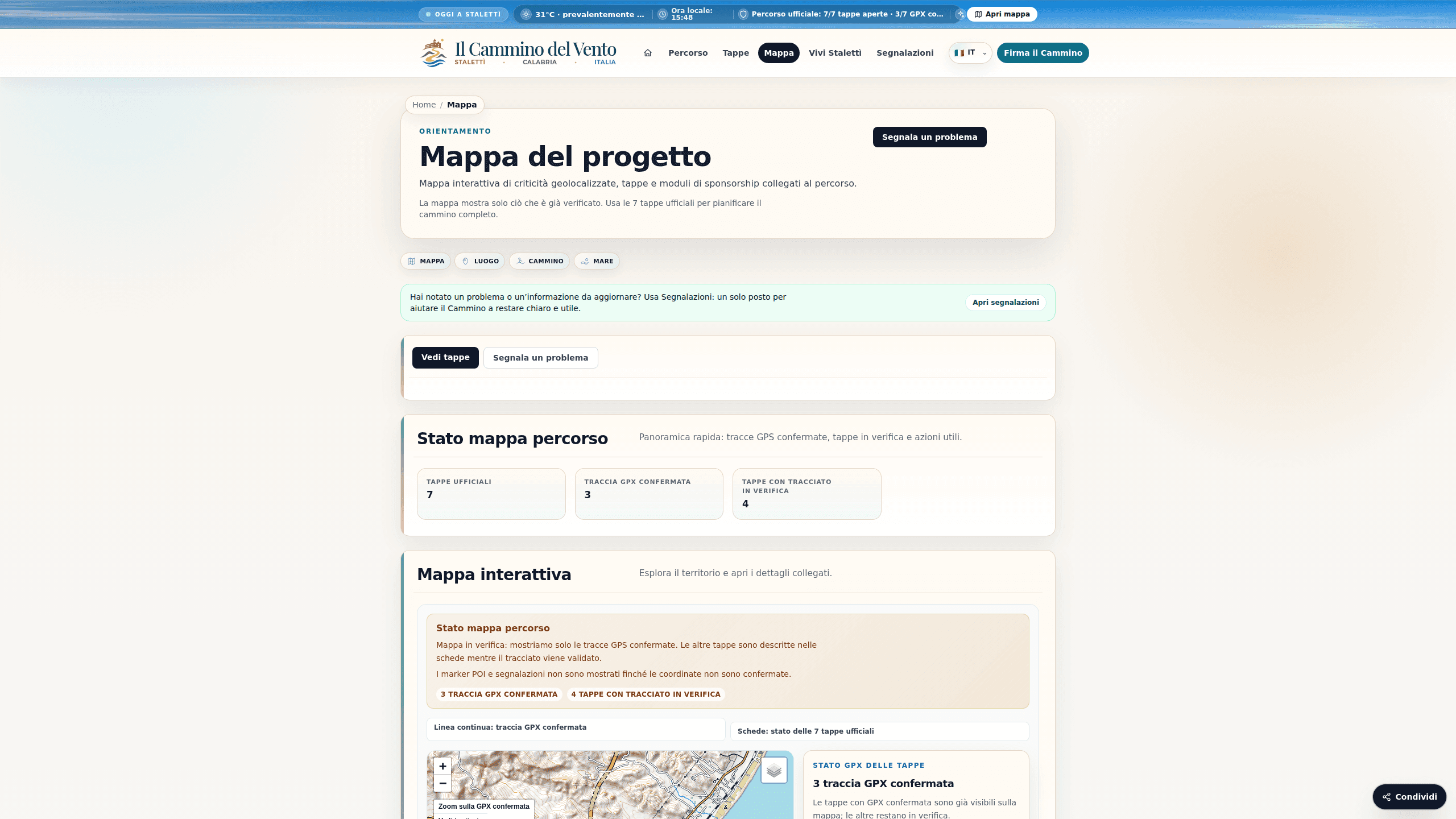 Il Cammino del Vento route map overview in Stalettì, Calabria