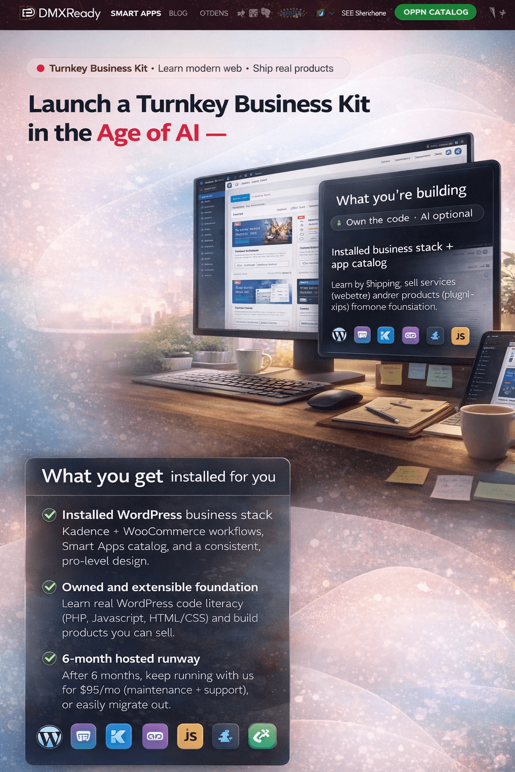 Stylized preview of the Turnkey Business Kit experience