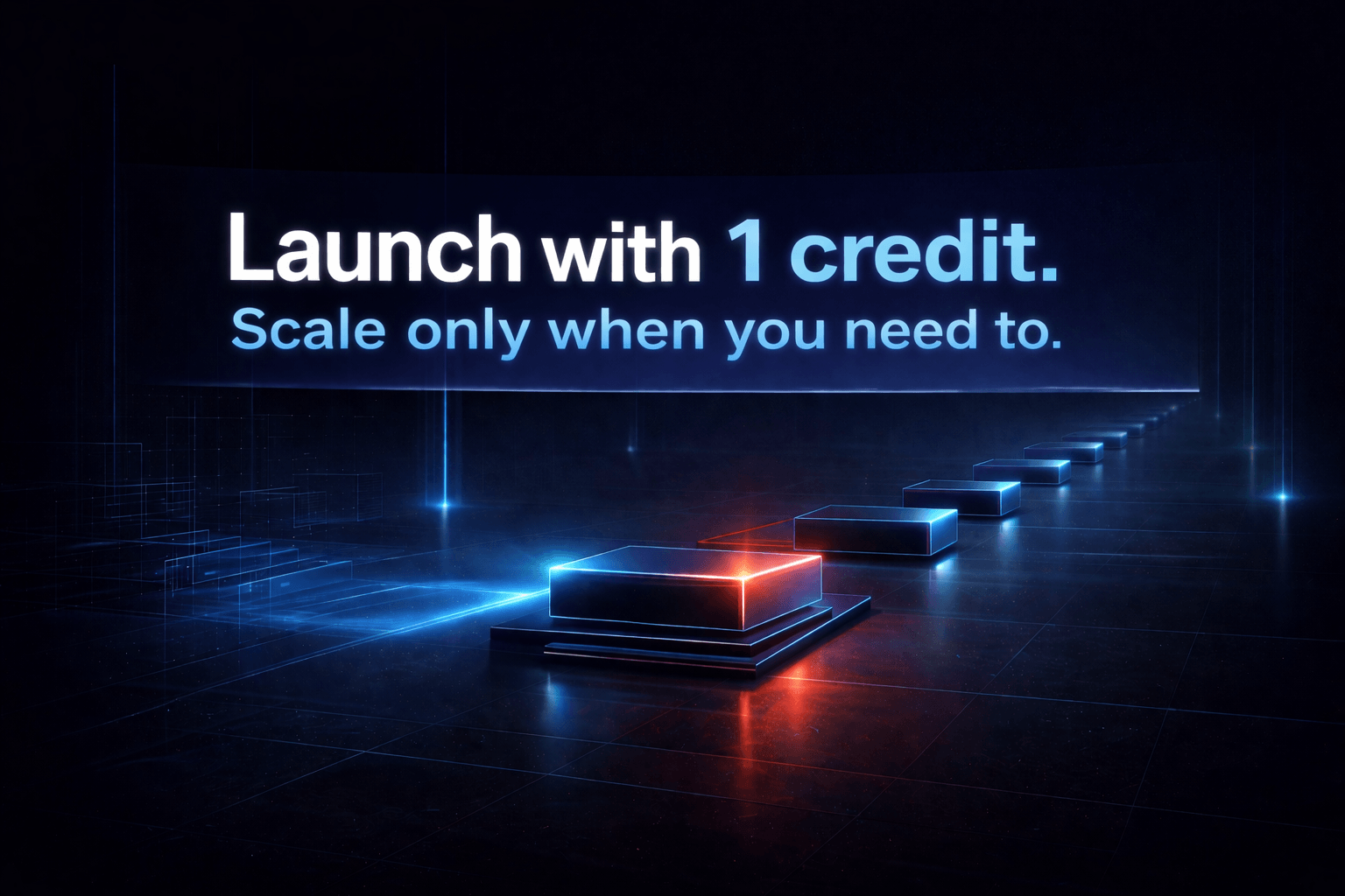 DMXReady pricing page showing Workspace free and credits for public launch